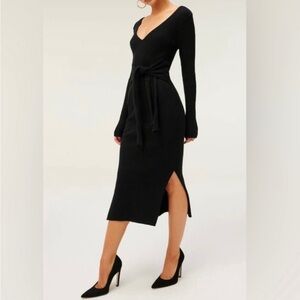 NWT Good American Long Sleeve Belted
Bodycon Midi Sweater Dress Black 7/8